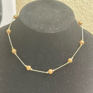 Jordan 925 Sterling Silver Brown Painted Pearl Necklace